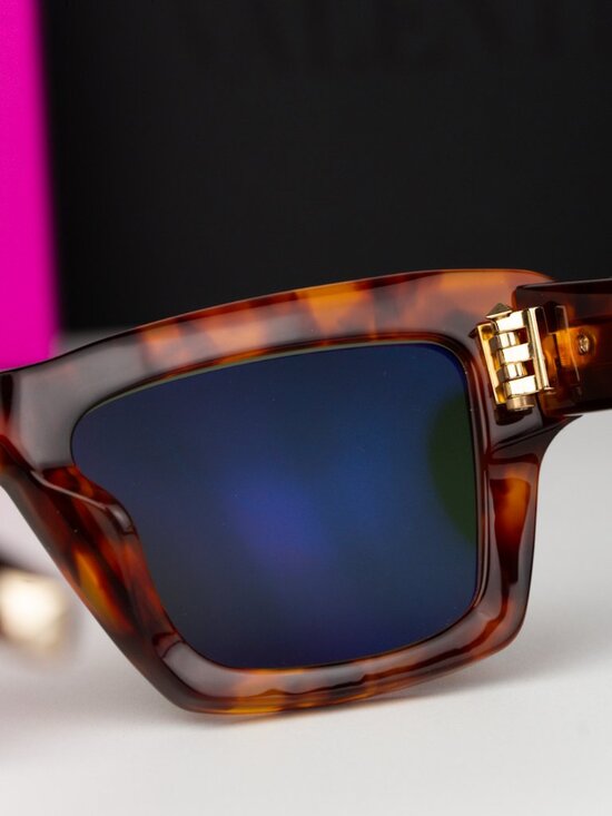 Valentino Women Sunglasses Havana Green Square XXII VLS-106 X NEW AUTHENTIC